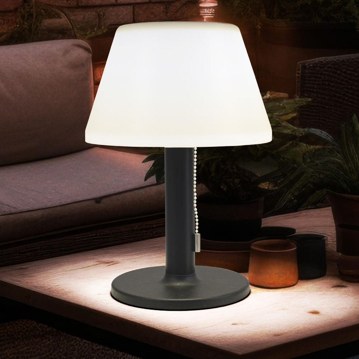 LED AUSSENLEUCHTE Solar Tischlampe Schwarz Weiß 2er Set - Schwarz, Metall (20/20/28cm)