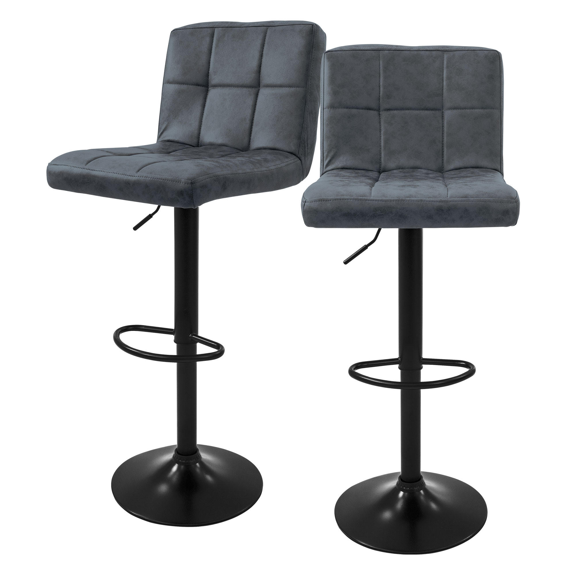 BARHOCKER Microfaser anthrazit 2er Set - Anthrazit, Metall (50/112/45cm) - ML-DESIGN
