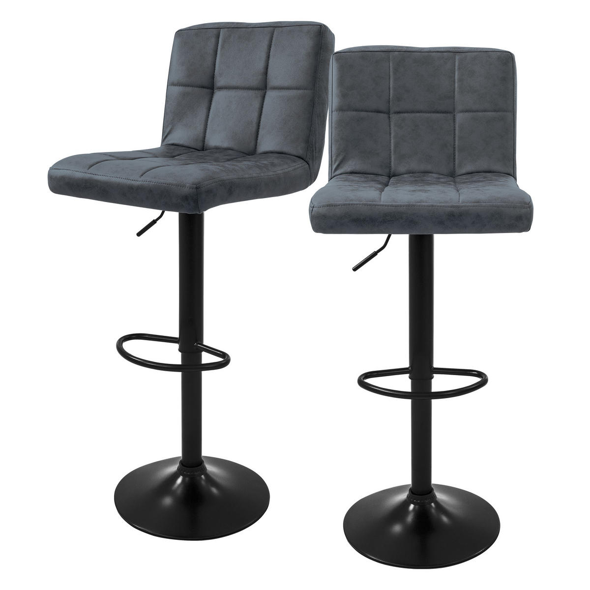 BARHOCKER Microfaser anthrazit 2er Set - Anthrazit, Metall (50/112/45cm) - ML-DESIGN