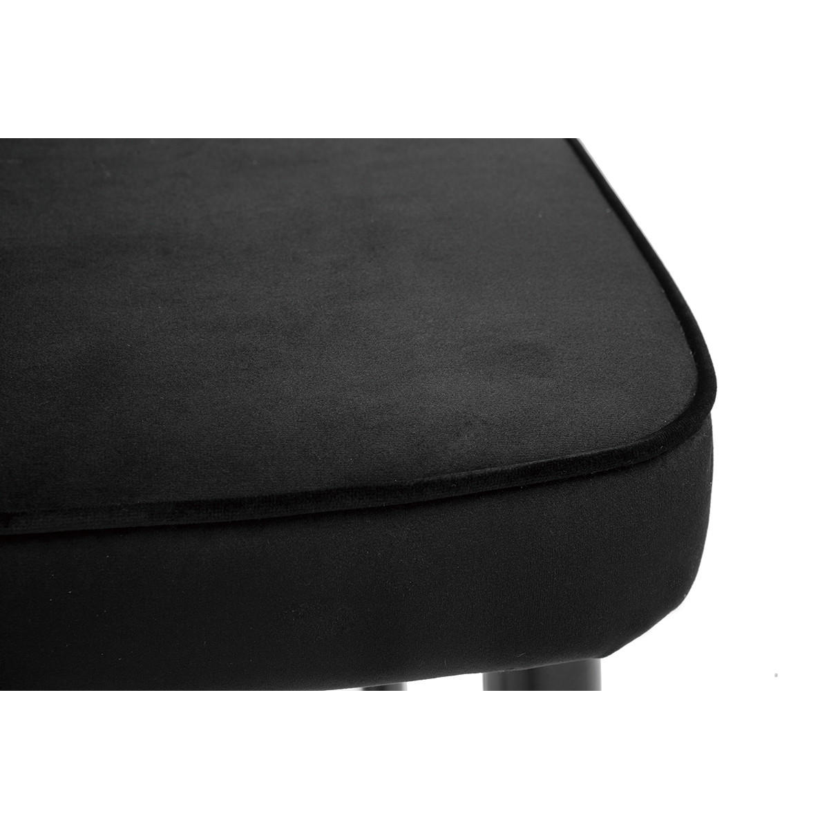 BARHOCKER Samt Schwarz Metall H69 cm BELLEROSE - Schwarz, Textil (47/97/48.5cm) - Miliboo