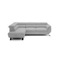 ECKSOFA RAVEN L mit Schlaffunktion und Bettkasten, Freistehend, Polstersofa mit Verstellbaren Kopfstützen, 257x198x96 cm, Linke, Esche - Silberfarben, Holz/Textil (198/256cm) - DomoHome