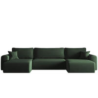 ECKSOFA Mit Schlaffunktion Und Bettkasten U-form CAPRI Poso Grün - Grün, Holz/Textil (145/362cm) - Kaiser Möbel