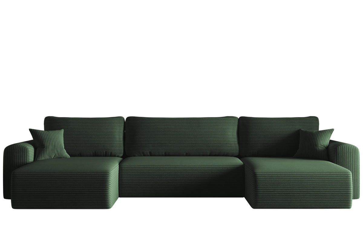ECKSOFA Mit Schlaffunktion Und Bettkasten U-form CAPRI Poso Grün - Grün, Holz/Textil (145/362cm) - Kaiser Möbel