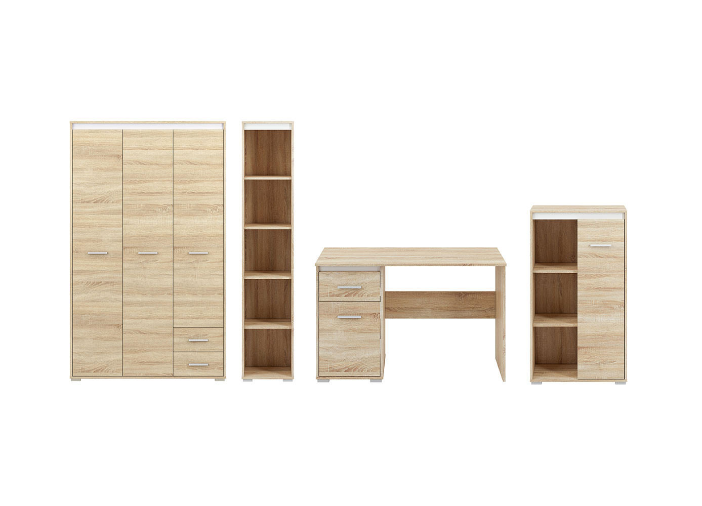 KINDERZIMMER-SET Avo Sonoma Eiche, Absetzung austauschbar, 4-teilig - Braun/Sonoma Eiche, Holz/Holzwerkstoff (349/200/55cm) - Feldmann-Wohnen