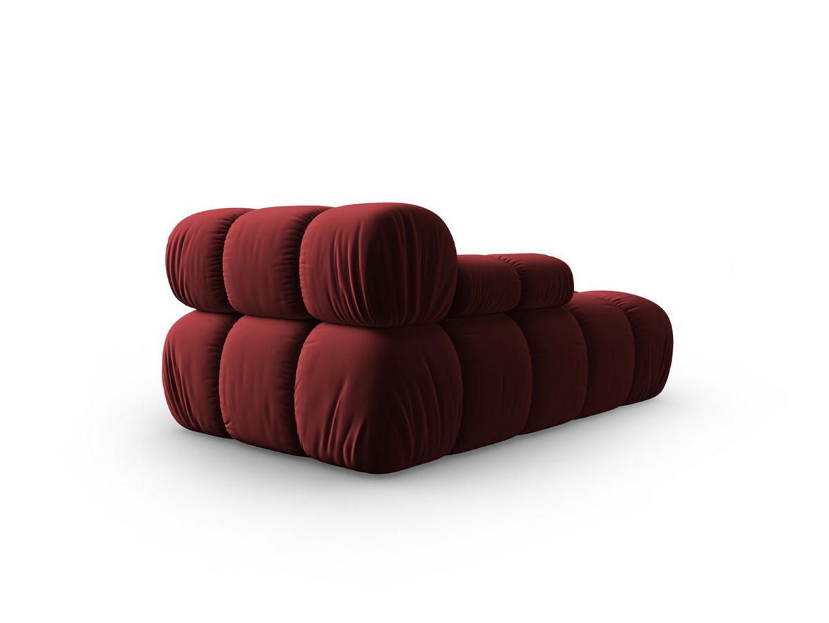 CHAISELONGUE links Bellis aus Samt dunkelrot - Dunkelrot, Textil (97/62/157cm) - Micadoni