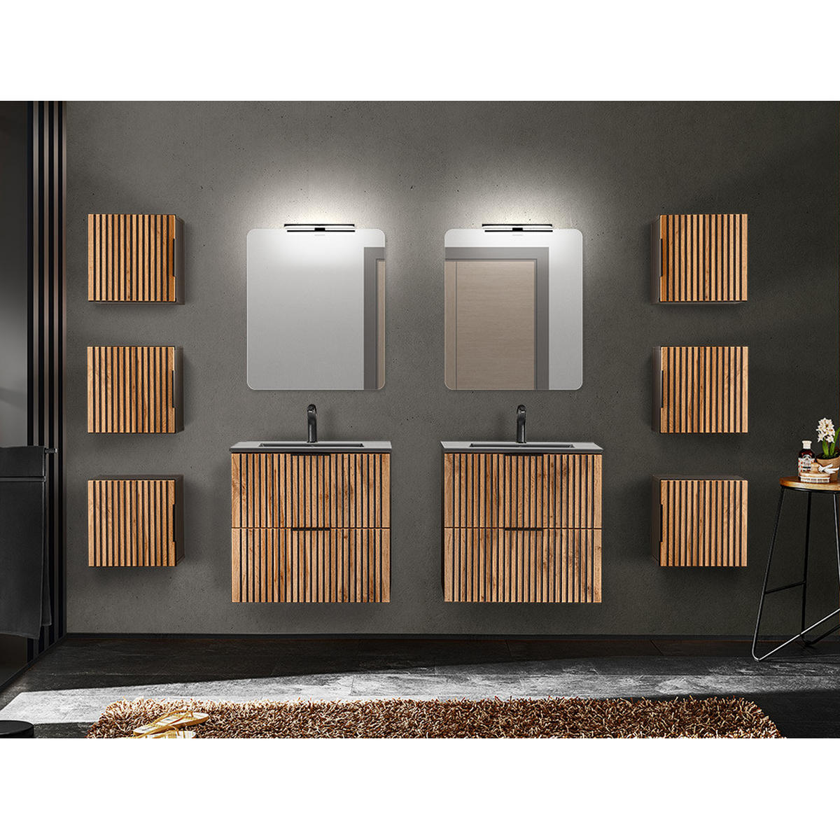 BADMÖBEL-SET 10-TLG. Xanten-56 - Braun, Holzwerkstoff (240/200/46cm) - Lomado