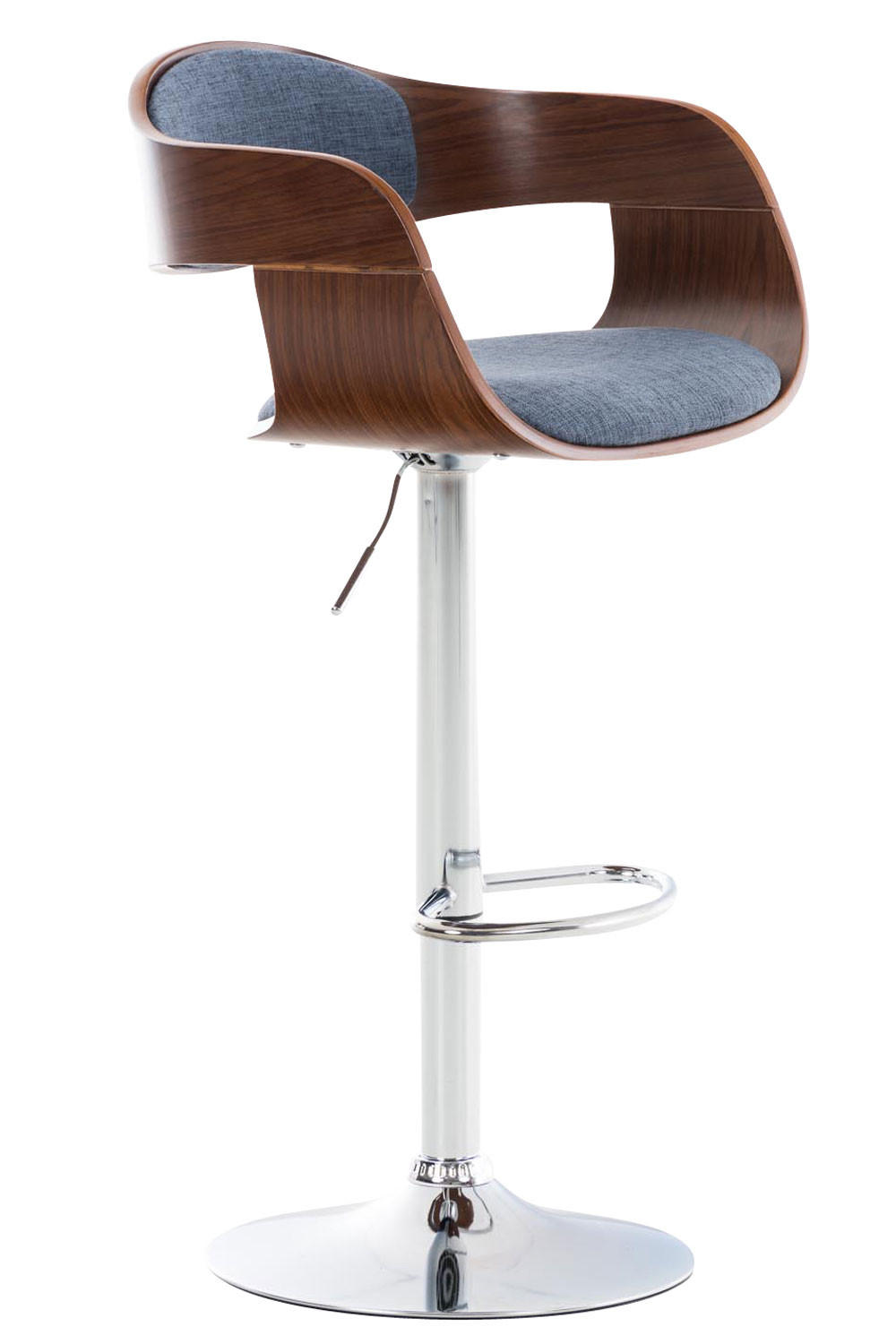 BARHOCKER Nadan Stoff Walnuss/blau - Blau, Textil/Metall (50/88/48cm) - DELUKE