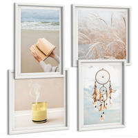 BILDER SET 4er Set - 50x50 cm & 40x60 cm Weißer Rahmen - Sommerlandschaften im Boho-Stil - Weiß, Kunststoff (50/50cm) - TULUP