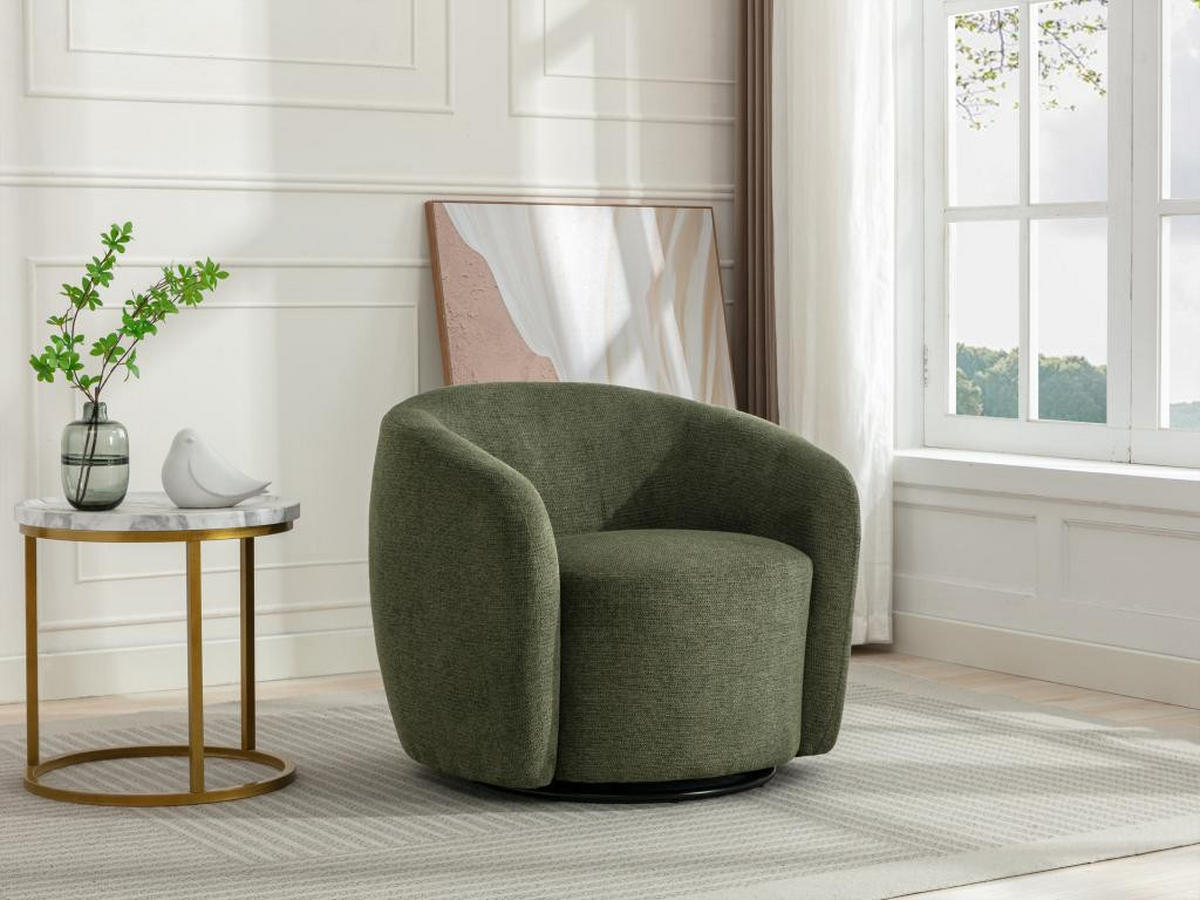 DREHSESSEL - Strukturstoff - Khaki - VEREIDE - Grün, Textil (76/67/80cm) - Vente-Unique