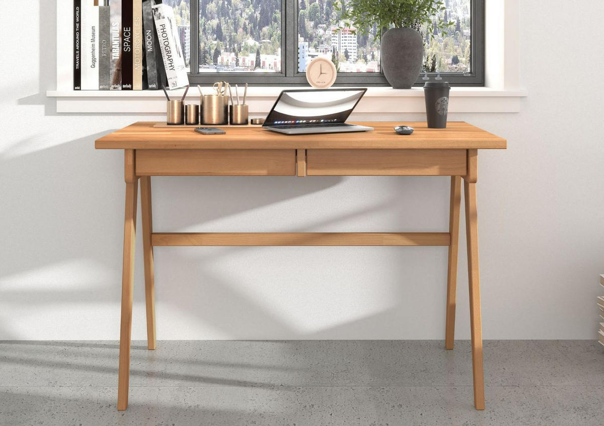 SCHREIBTISCH Edda, 120/65/75 cm in Naturfarben, Buchenholz - Buchefarben, Holz/Buchenholz (65/120/75.5cm) - Visby