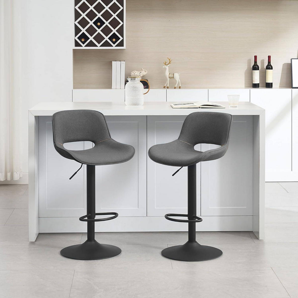 BARHOCKER höhenverstellbar, aus Metall - Grau, Textil/Metall (49/106/49cm) - Woltu