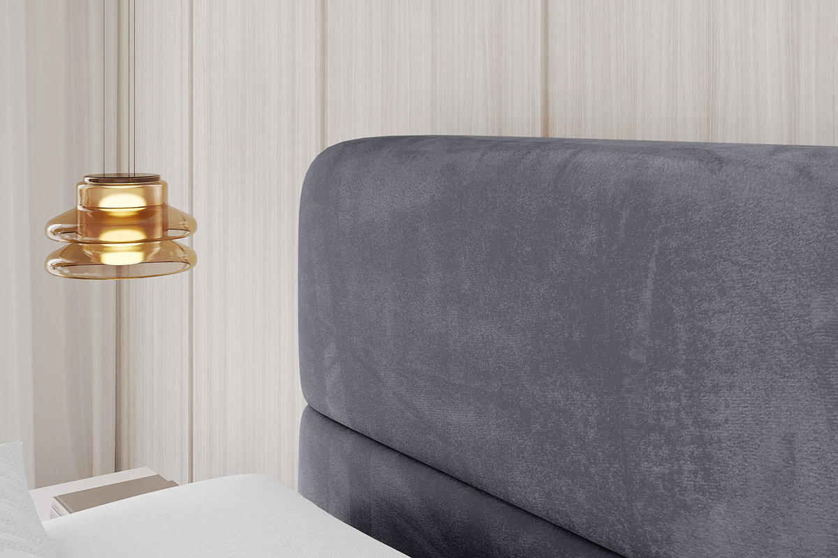 POLSTERBETT mit Bettkasten und Lattenrost, Boxbett ohne Matratze - ELVA 200x200 Dunkelgrau - Dunkelgrau, Holzwerkstoff/Textil (200/200cm) - ALTDECOR