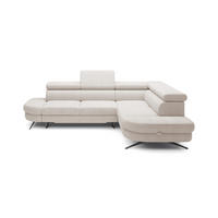 ECKSOFA OTIS L-förm, Schlaffunktion, verstellbare Kopfstützen, in AURORA-Stoff, lose Rückenkissen, freistehend, RECHTS 276x218x97 cm Beige - Beige, Holz/Textil (276/218cm) - DomoHome