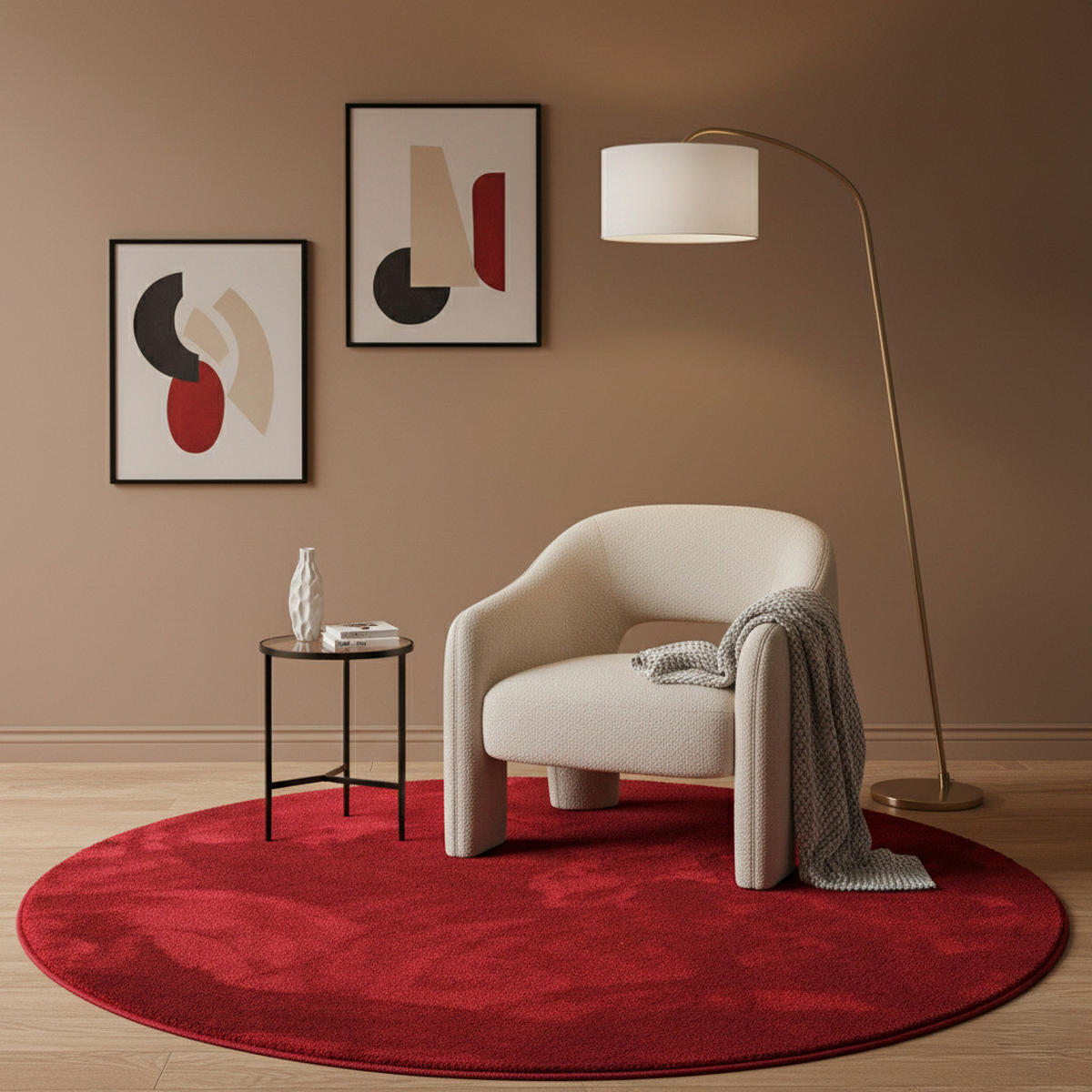HOCHFLOR LANGFLOR TEPPICH SUPER SOFT MELIA RUND - Weinrot, Textil (200/200cm) - Pergamon