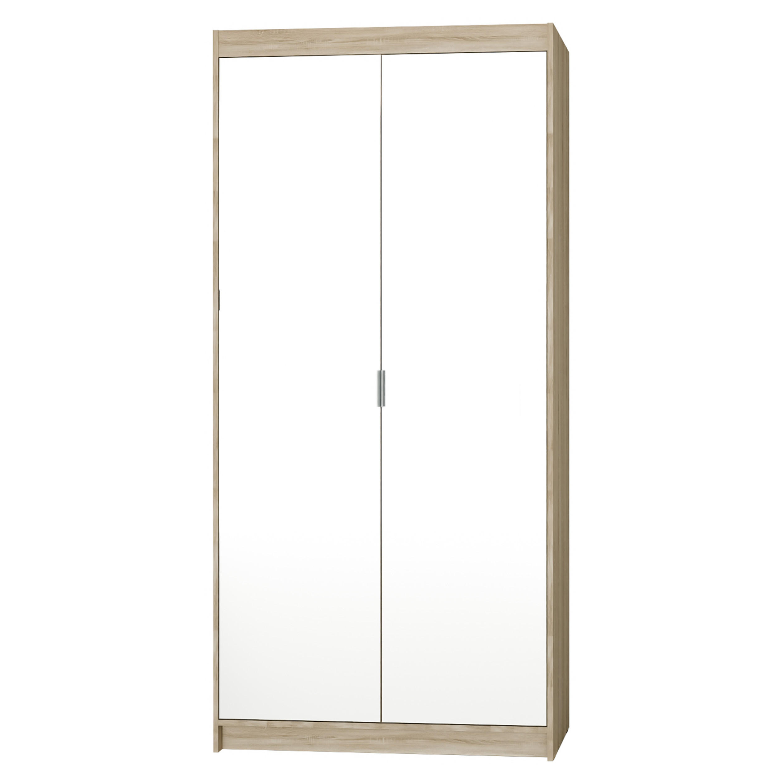 KLEIDERSCHRANK Storicos Sonoma Eiche 89,7/190,5/53cm - 2T Modern mit Spiegel - Beige, Holzwerkstoff/Kunststoff (89.7/190.5/53cm) - AX Living