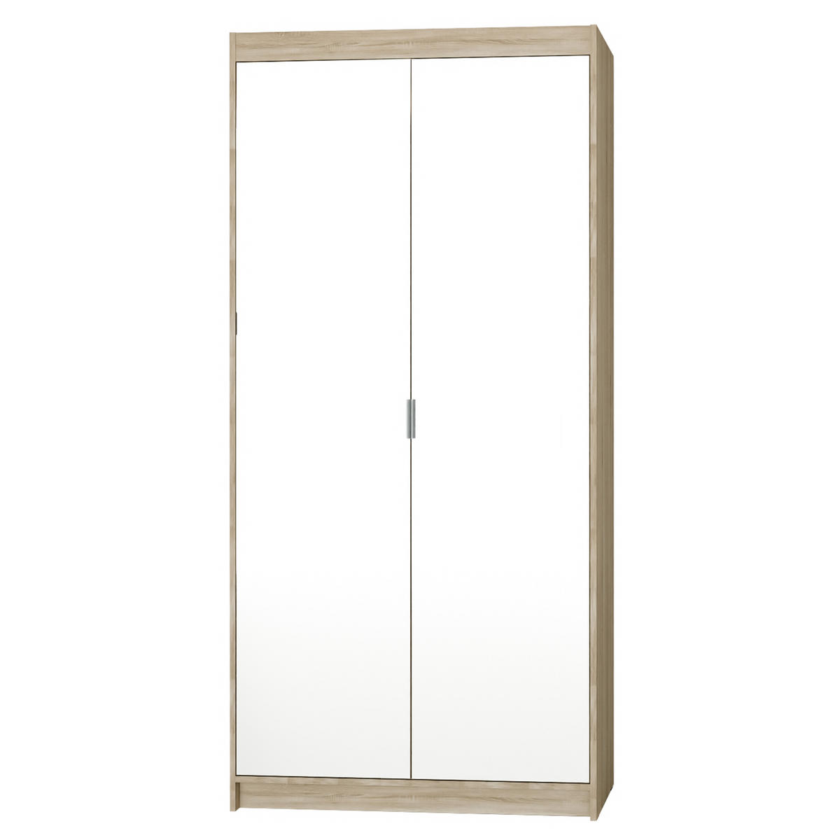 KLEIDERSCHRANK Storicos Sonoma Eiche 89,7/190,5/53cm - 2T Modern mit Spiegel - Beige, Holzwerkstoff/Kunststoff (89.7/190.5/53cm) - AX Living