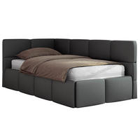 JUGENDBETT ARVO 90/200 - Grau Kunstleder - Pocket-Matratze - Links Seite - Grau, Textil (90/200cm) - MKS