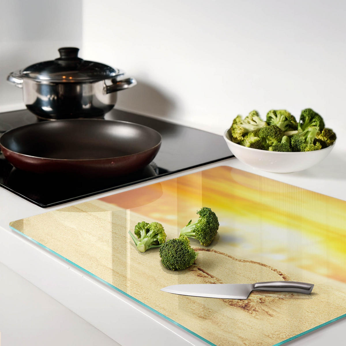 GLASPLATTE 60x52 cm Herz im Sand - Gelb, Glas (60/0.4/52cm) - TULUP