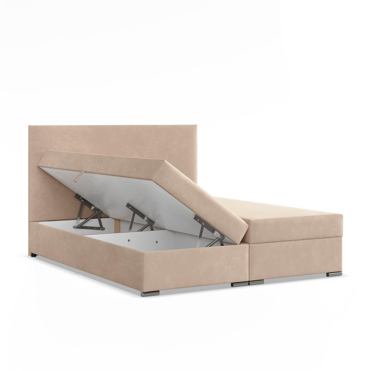 BOXBETT MIT KOPFTEIL 140x200 ELDA, Beige - Creme, Textil (140/200cm) - Mebligo