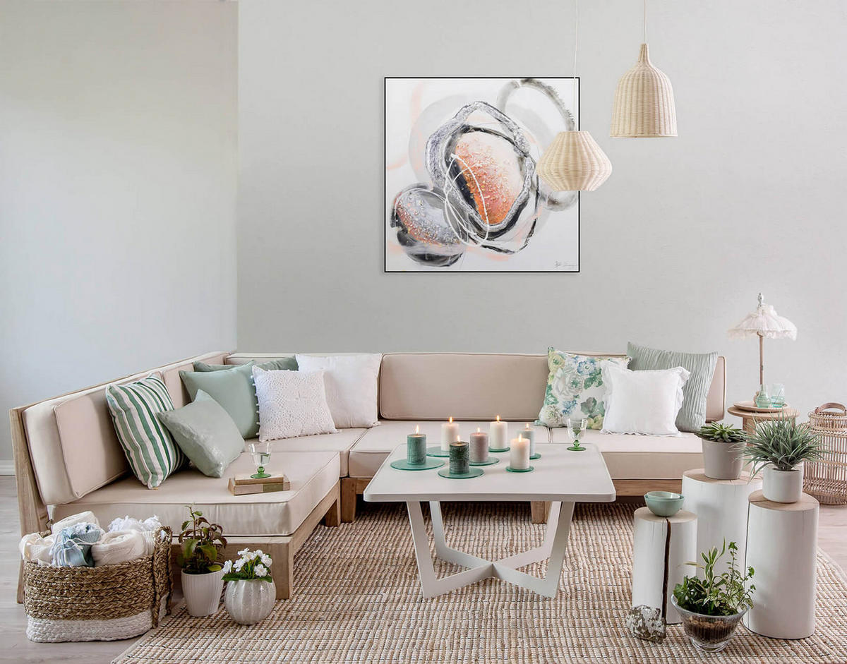 ACRYLBILD HANDGEMALT 80/80 cm - Rot/Schwarz, Holz/Textil (80/80cm) - KUNSTLOFT