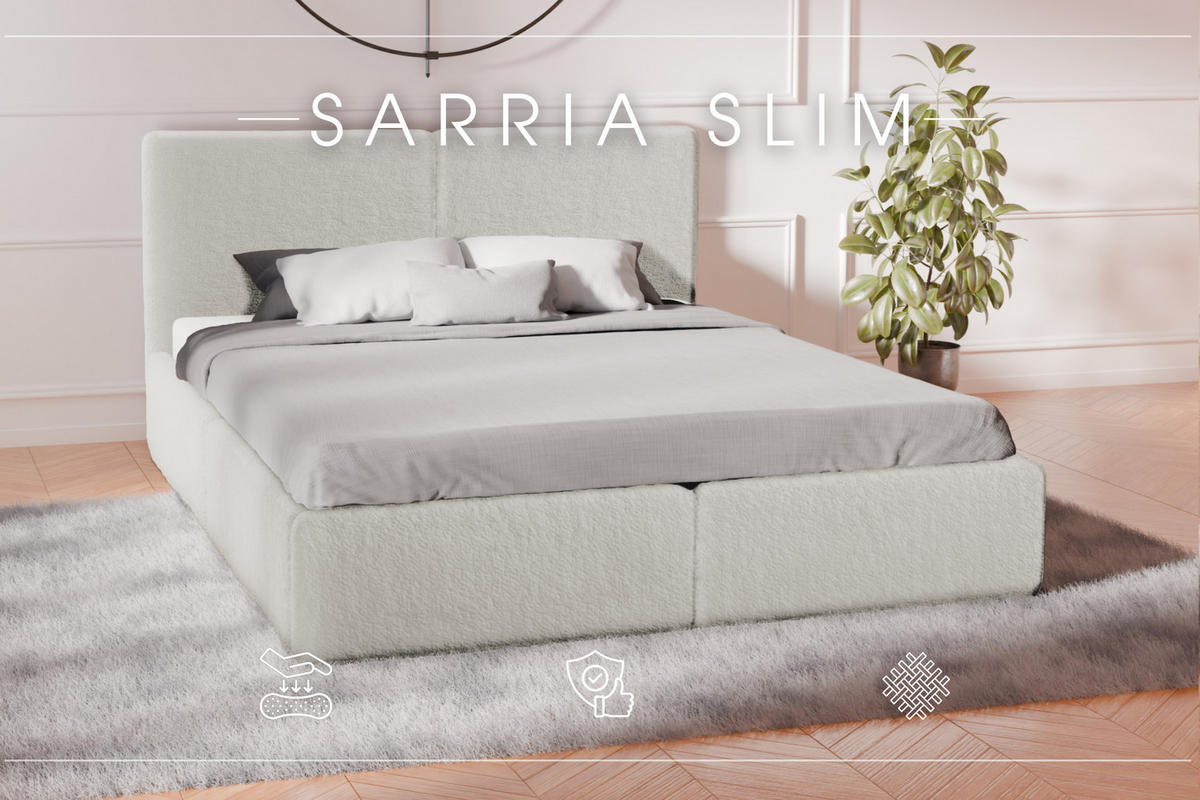 POLSTERBETT Doppelbett Sarria Slim Creme (Anthology 01) 160x200 cm - Creme, Textil (160/200cm) - Meblito