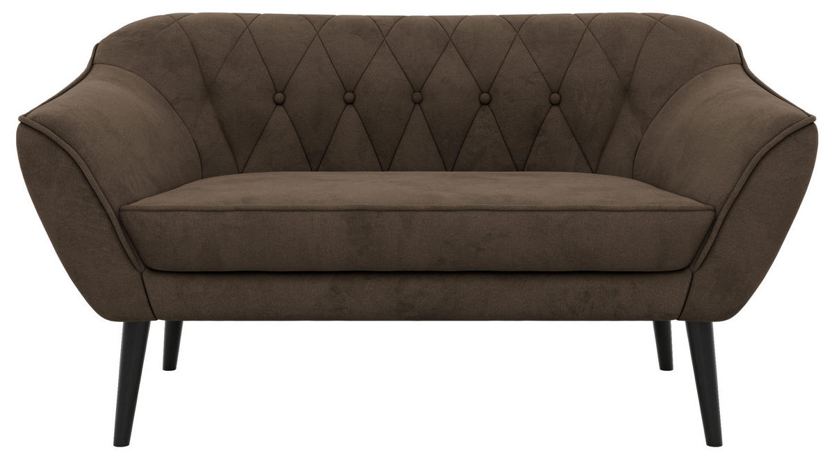 DVOJMIESTNA POHOVKA PIRS 2 - Hnedá Samet - Čierne nohy - hnedá/čierna, kompozitné drevo/textil (140/75/74cm) - MKS