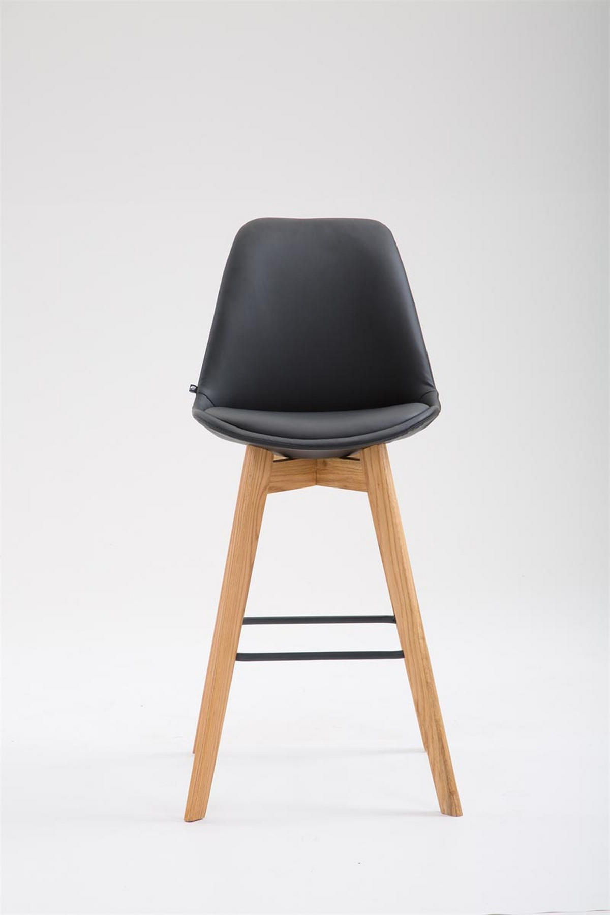 BARHOCKER Medoc, Gestell Natura, Kunstleder Schwarz - Schwarz/Naturfarben, Holz/Kunststoff (48/100/56cm) - TPFLiving
