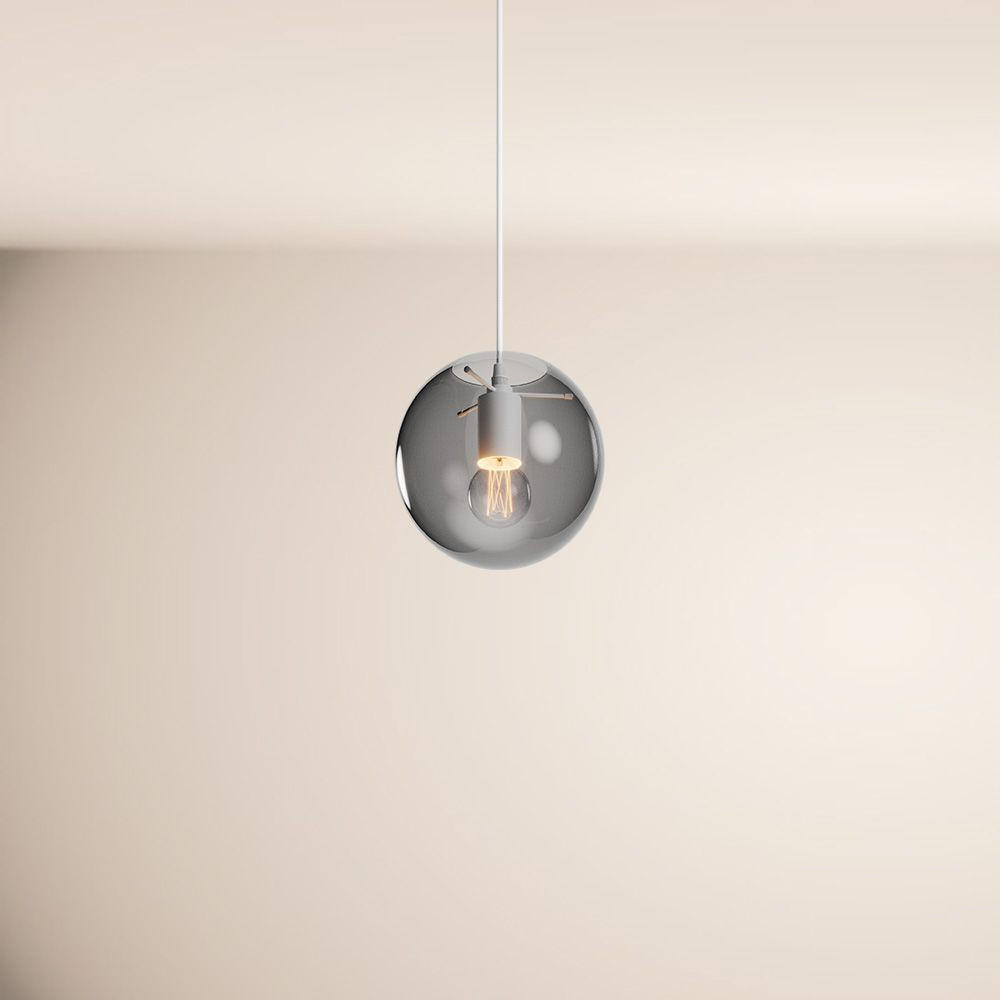 HÄNGELAMPE Orb 1.5m Abhängung Rauch/Weiß Ø 20cm - Anthrazit/Weiß, Glas (20/20/20cm) - s.luce