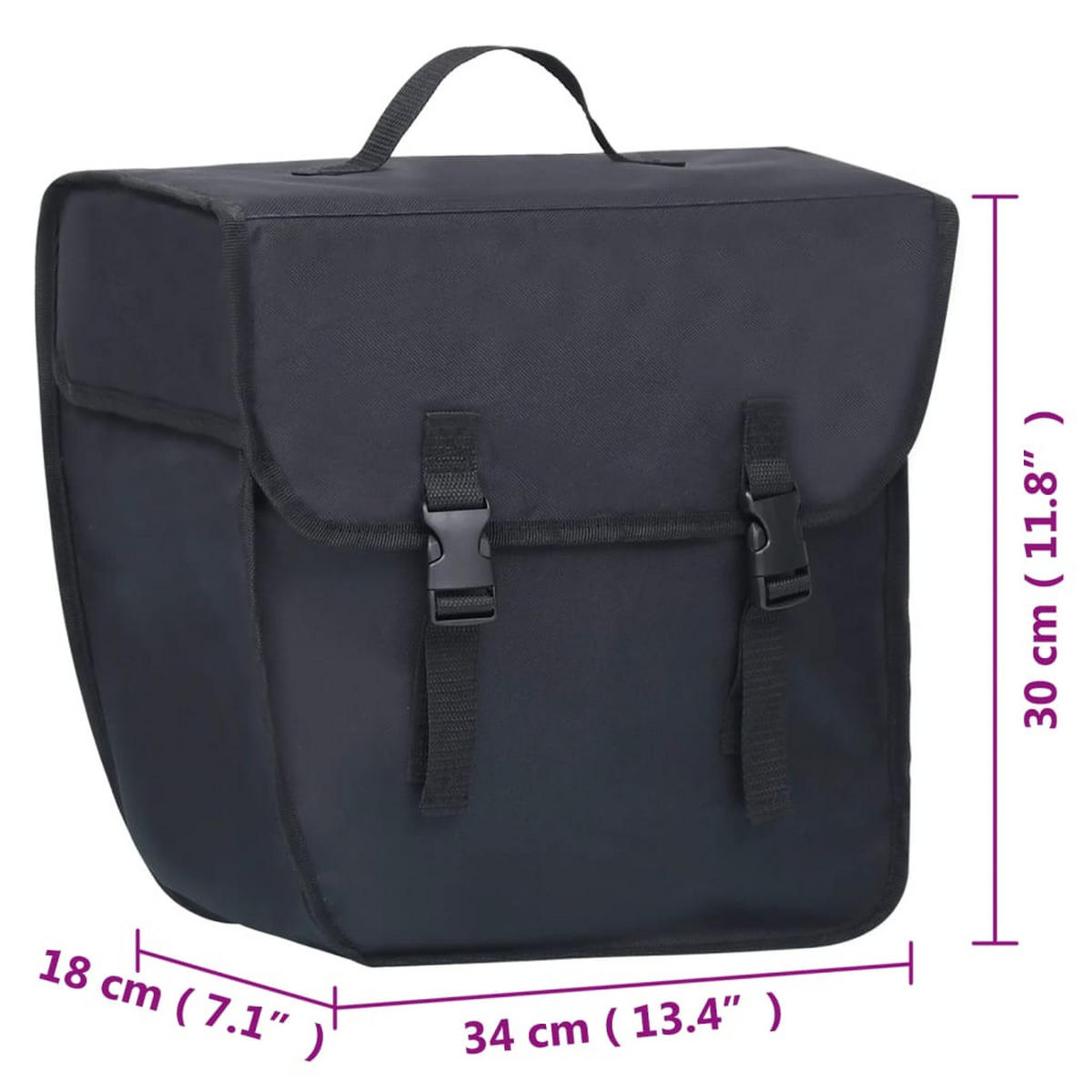 FAHRRADTASCHE Für Gepäckträger Wasserdicht 21 L Schwarz - Schwarz, Textil (18/30/34cm) - vidaXL