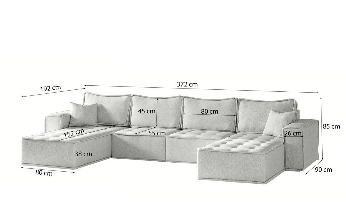 WOHNLANDSCHAFT Sande In Alpine - Hellgrün, Holzwerkstoff/Textil (372/85/192cm) - Fun Möbel