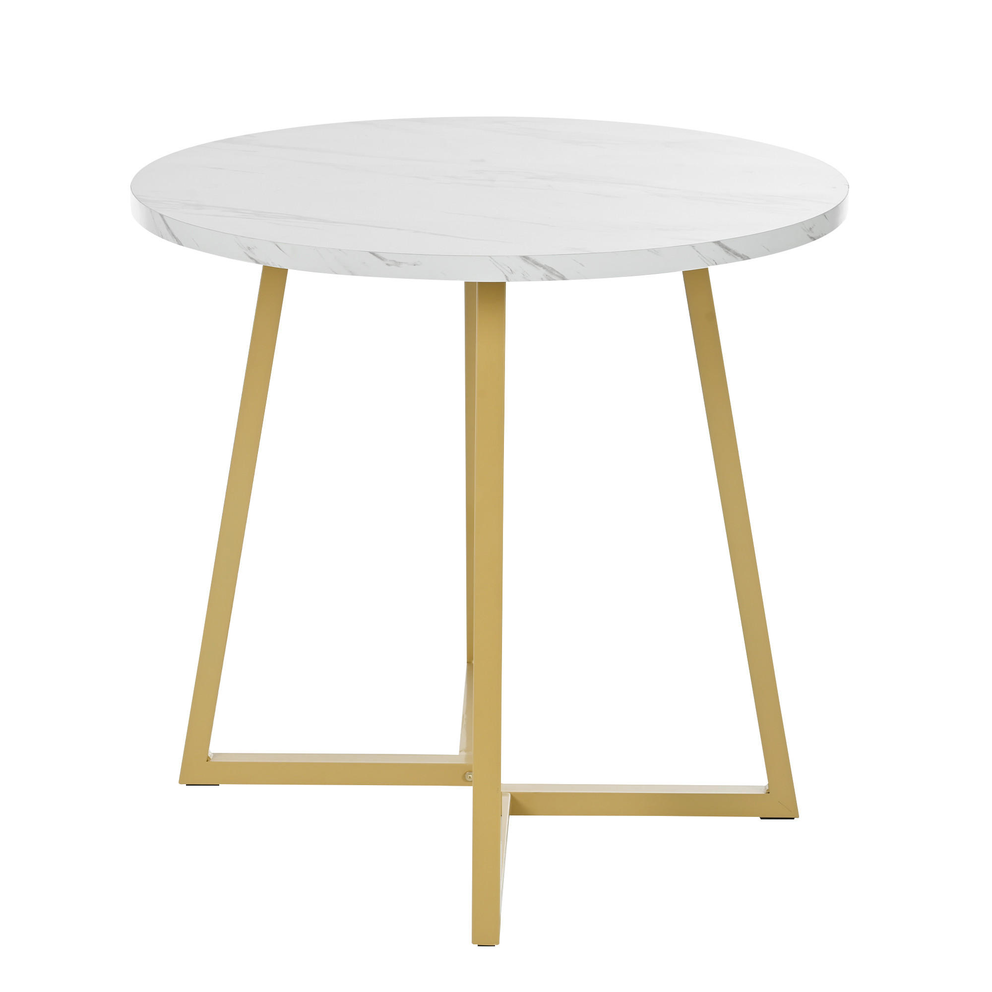 ESSTISCH Marmoroptik Weiß/Goldfarben 80/75 cm - Weiß, Holz (80/80/75cm) - PANGIVO