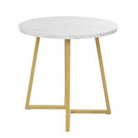 ESSTISCH Marmoroptik Weiß/Goldfarben 80/75 cm - Weiß, Holz (80/80/75cm) - PANGIVO