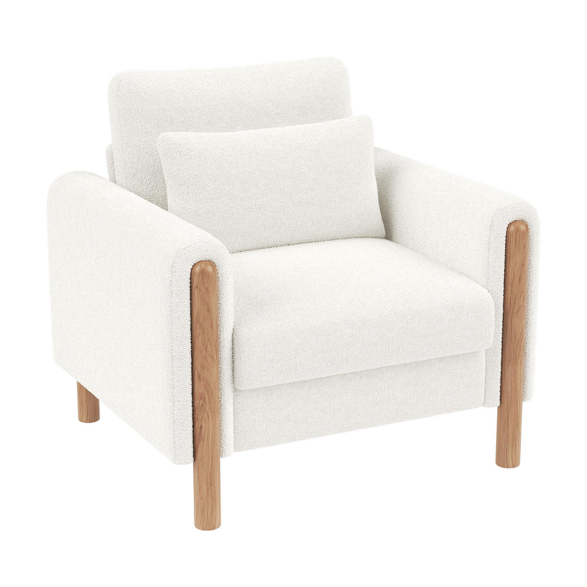 LOUNGESESSEL Teddy-Samt mit dickem Sitzkissen 87/83/88,5 cm Weiß - Weiß, Textil (83/88.5/87cm) - Redom