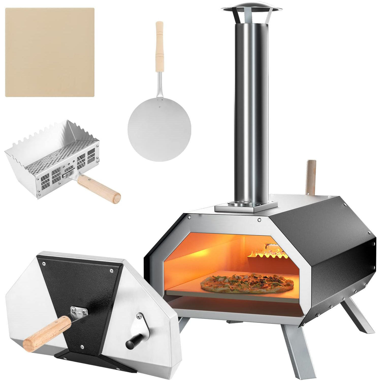 Costway Pizzaofen Mehrfarbig 51x83x38.5 cm