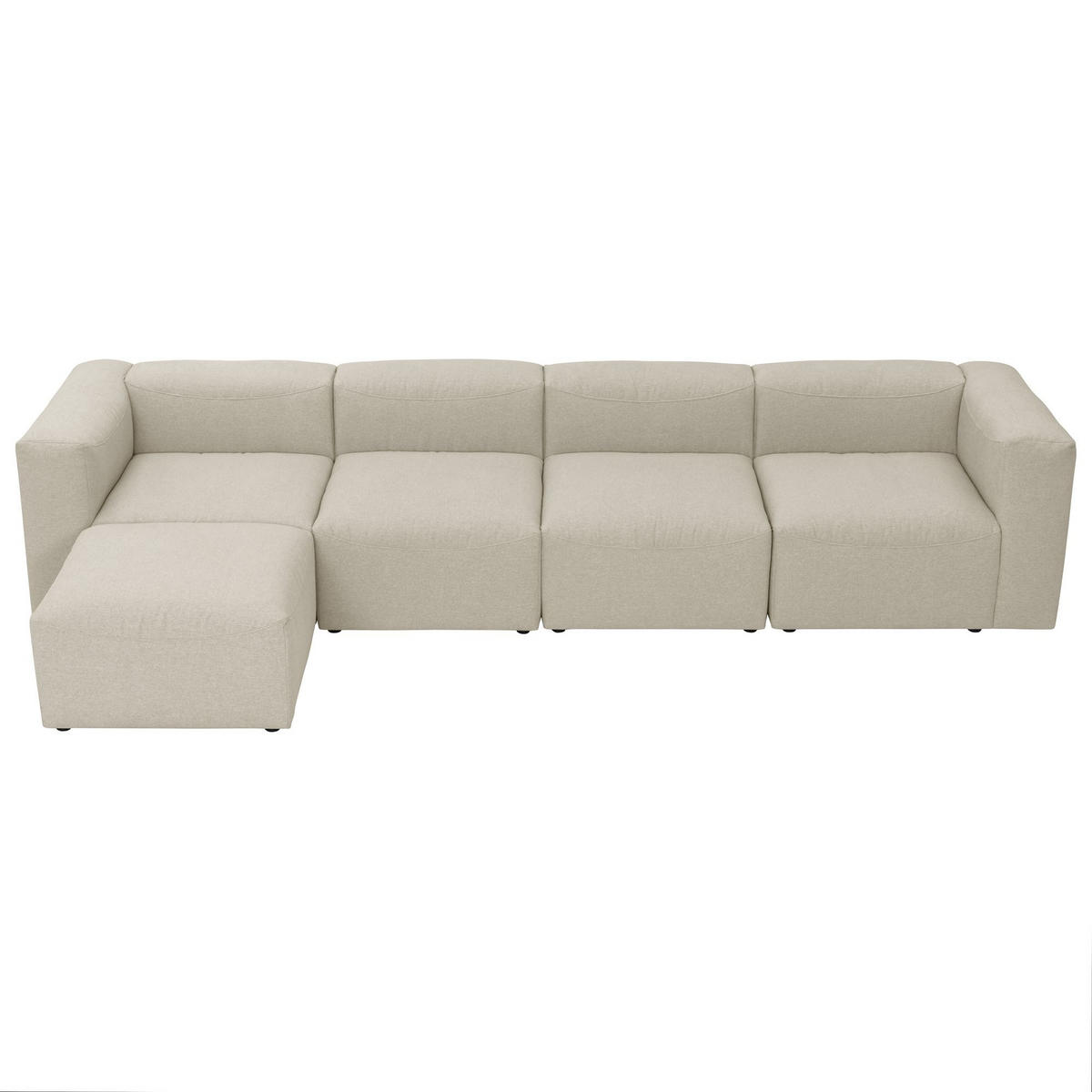 ECKSOFA 4-Sitzer mit Hocker links Kattrina Flachgewebe creme - Creme, Kunststoff (175/350cm) - 58aufmkessel