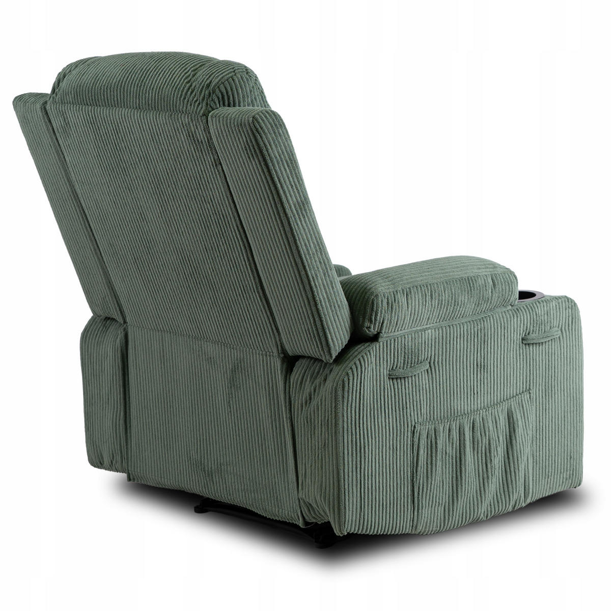 MASSAGESESSEL BOX 2 mit Fußhocker Cord Grün - Grün, Holz/Textil (87/101/85cm) - makarowski meble