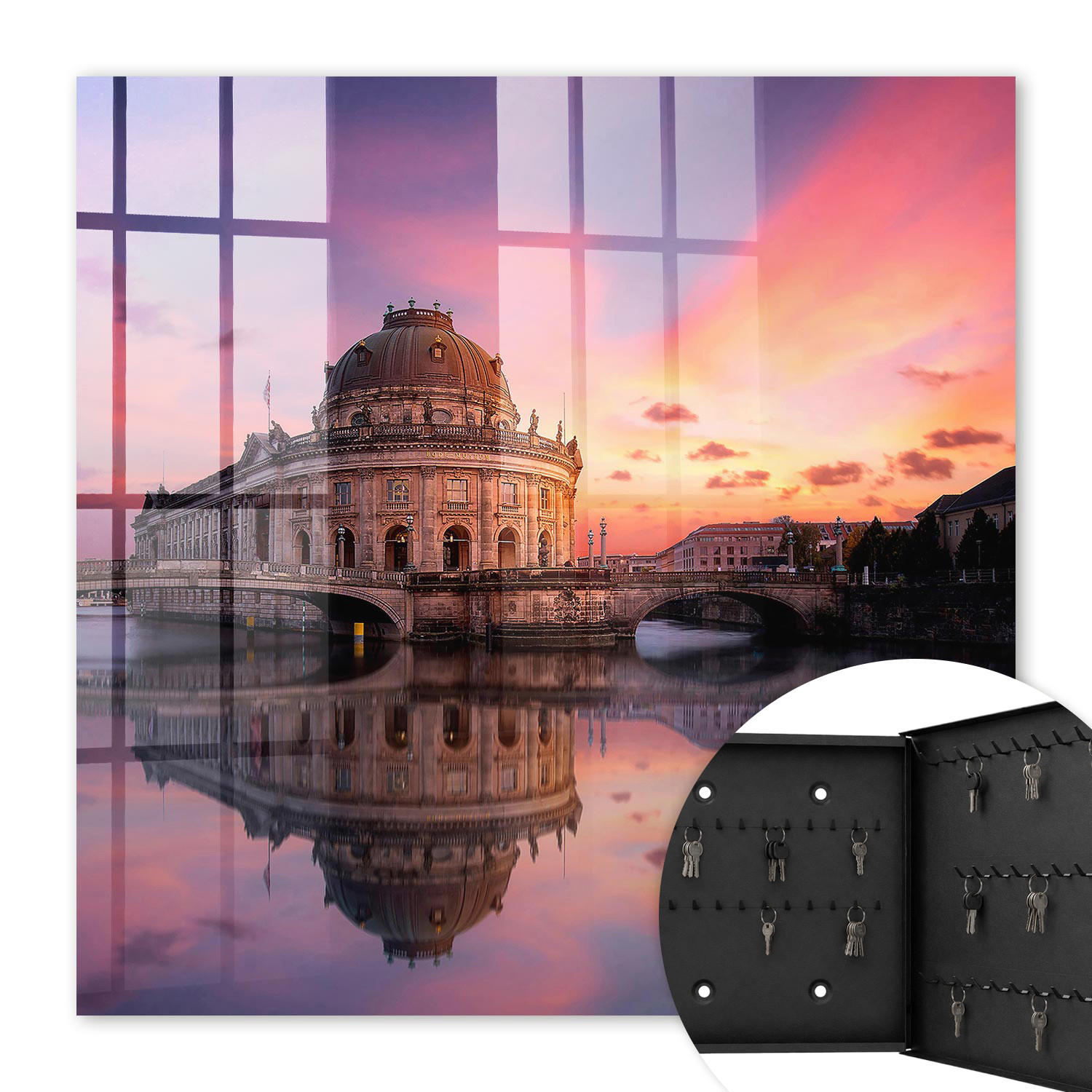 SCHLÜSSELBOX Schwarz 30x30 cm- Türöffnung nach rechts - Urban West - Pink, Metall (30/30/5cm) - TULUP