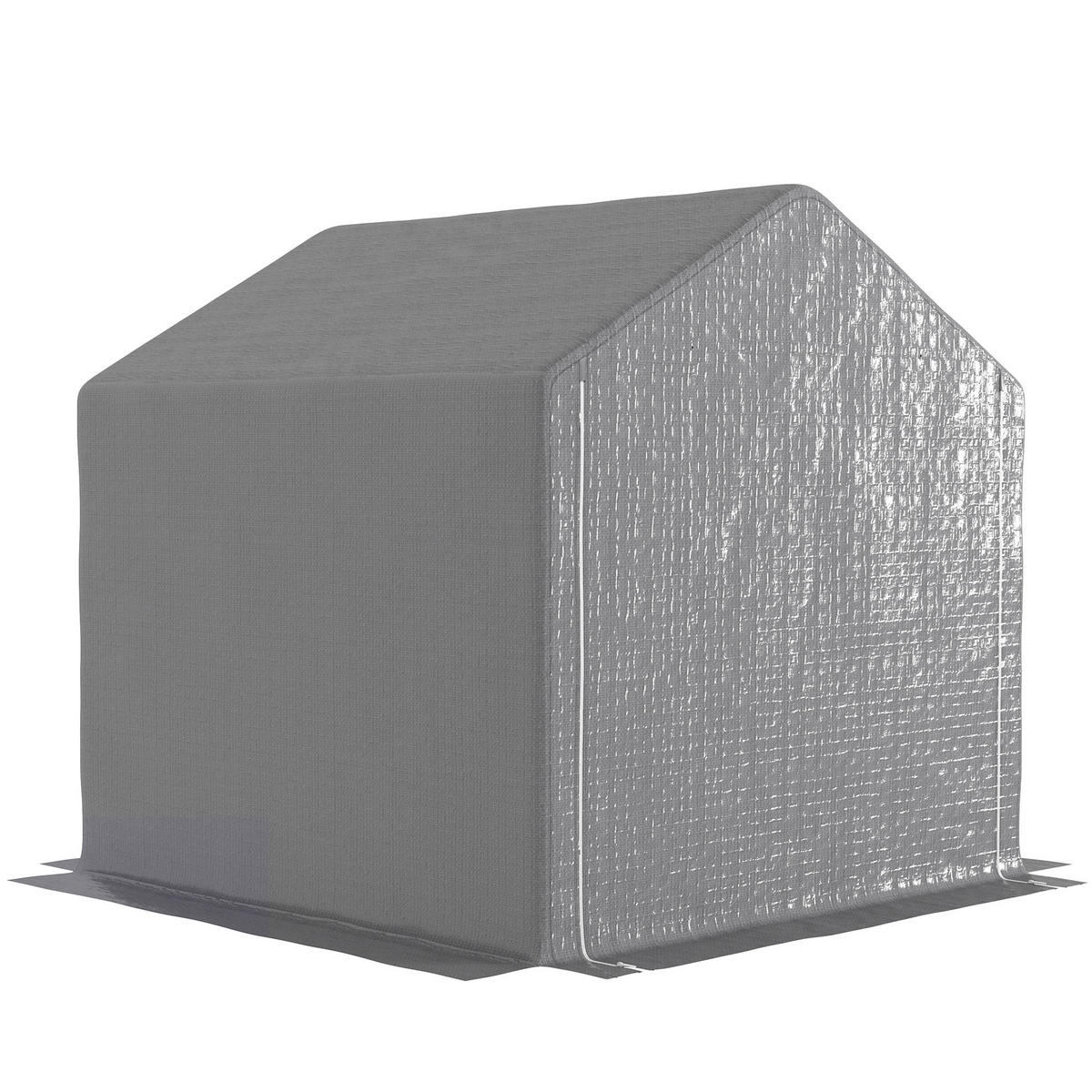 FAHRRADGARAGE DE-16848 2x2x2 m mit verzinktem Stahlrahmen Grau - Grau, Kunststoff (200/200/200cm) - ComfortXL