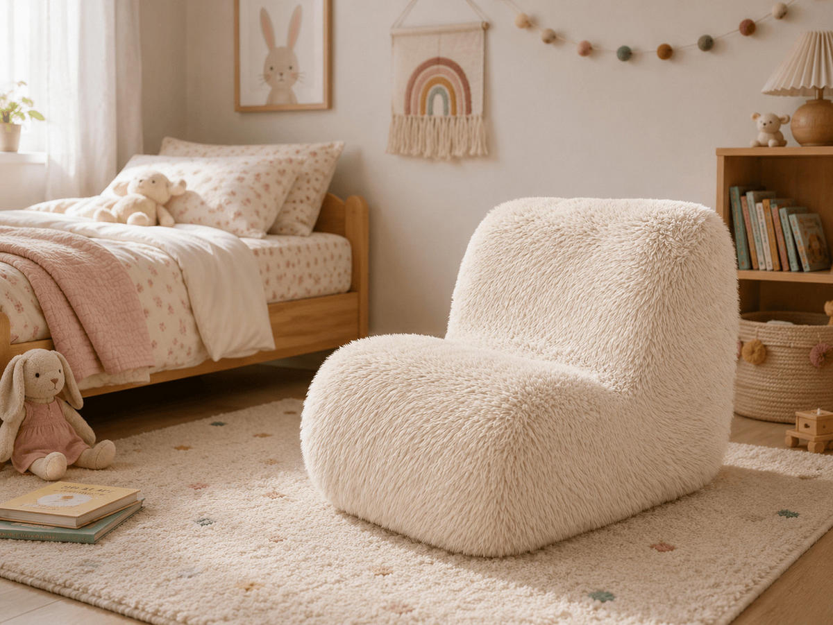 KINDERSESSEL Mammoth flauschig - Beige, Textil (40/50/60cm) - MeowBaby