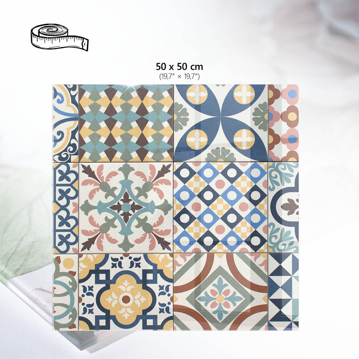 TISCHPLATTE 50x50 cm – Mosaikmuster - Grau, Glas (50/50/0.4cm) - Wallfluent