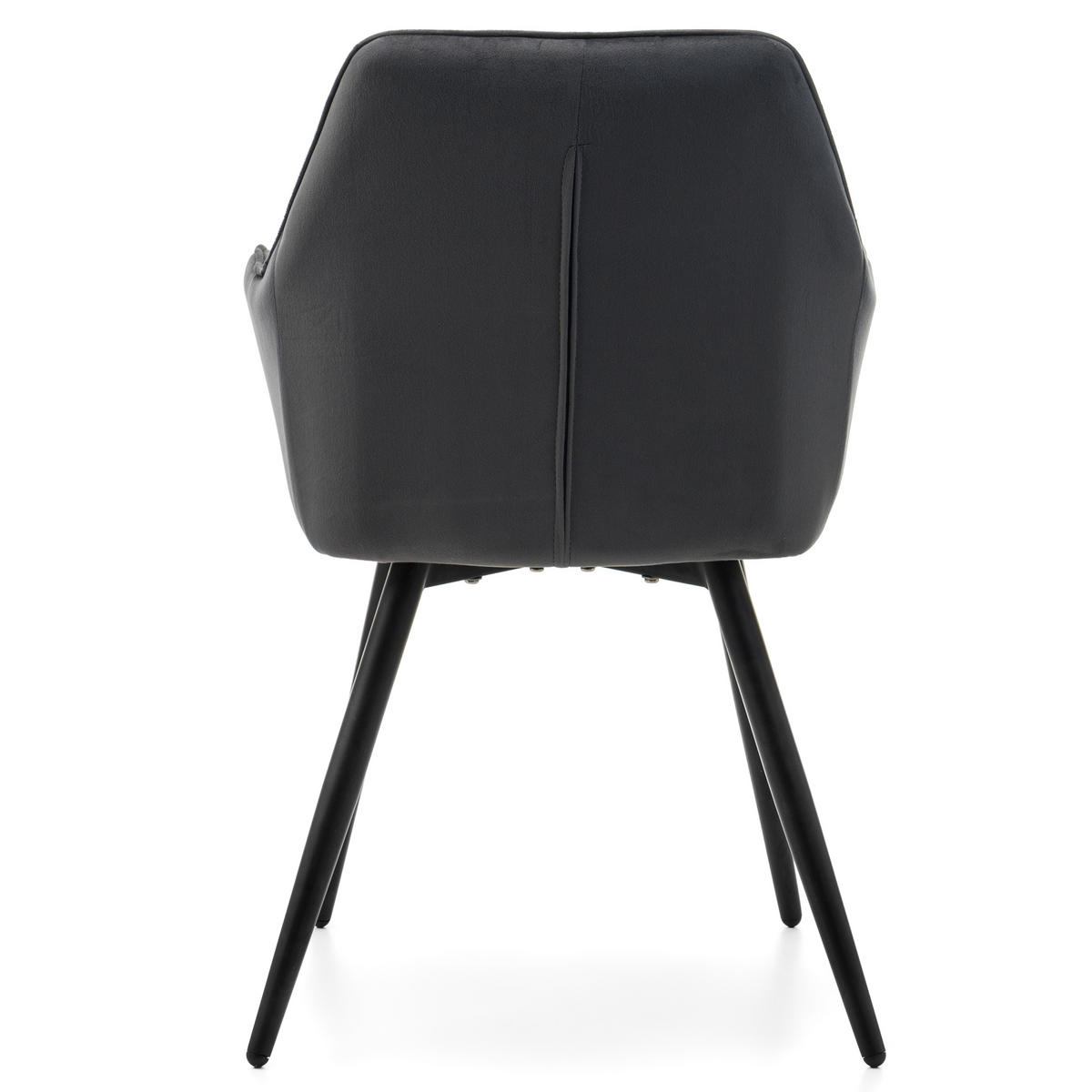 STUHL VASTO gepolstert mit Steppung - grau - Samt Velours - Schwarz/Grau, Textil/Metall (58/87/60cm) - NEW HOME