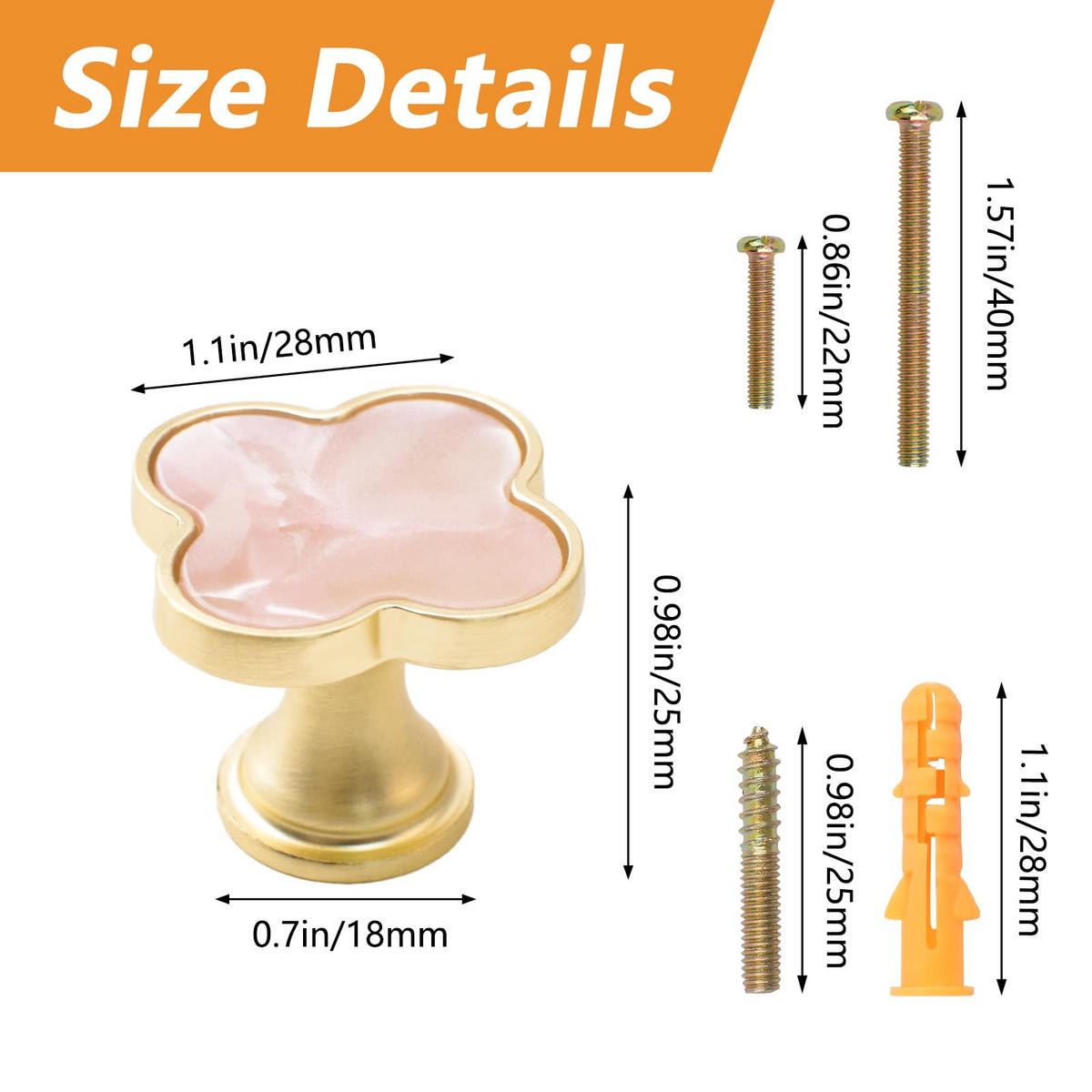SCHRANKKNOPF Gold 6er-Set - Pink, Metall (0.33/2.5/0.33cm)