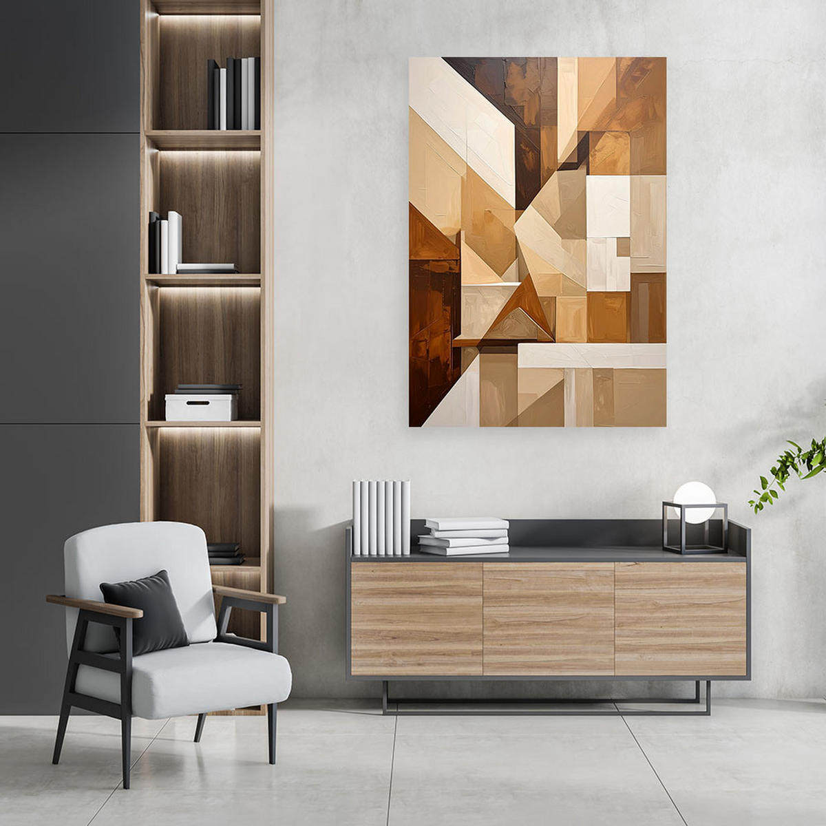 LEINWANDBILD 3D und geometrisch 60x90cm - Beige, Textil (60/90cm) - Feeby