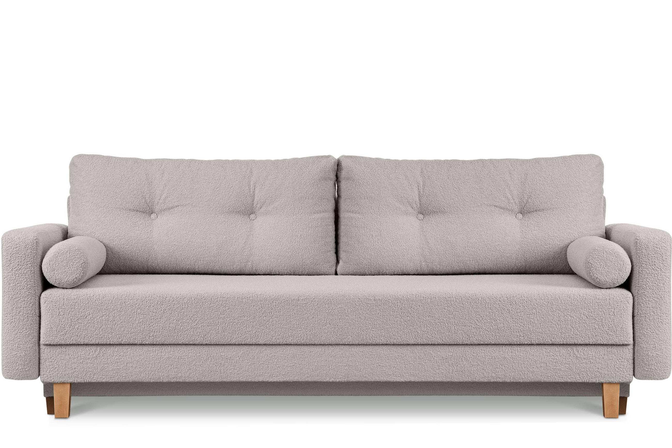3-SITZER-SCHLAFSOFA ERISO mit weiche Sitzfläche und hohe Rückenlehne, Bouclé-Stoff, aschfahl - Hellgrau/Braun, Textil (220/80/100cm) - KONSIMO®
