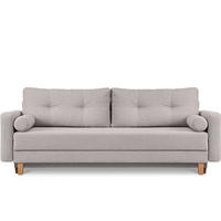 3-SITZER-SCHLAFSOFA ERISO mit weiche Sitzfläche und hohe Rückenlehne, Bouclé-Stoff, aschfahl - Hellgrau/Braun, Textil (220/80/100cm) - KONSIMO®