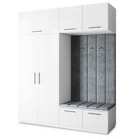 GARDEROBENSCHRANK REMA 200/240/60 cm Modern Garderobe-Set Weiß - Weiß/Grau, Holzwerkstoff (200/240/60cm) - MASSENO