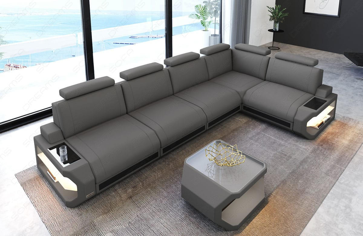 ECKSOFA Siena Hellgrau Schwarz Mikrofaserstoff - Hellgrau, Kunststoff (347/197cm)
