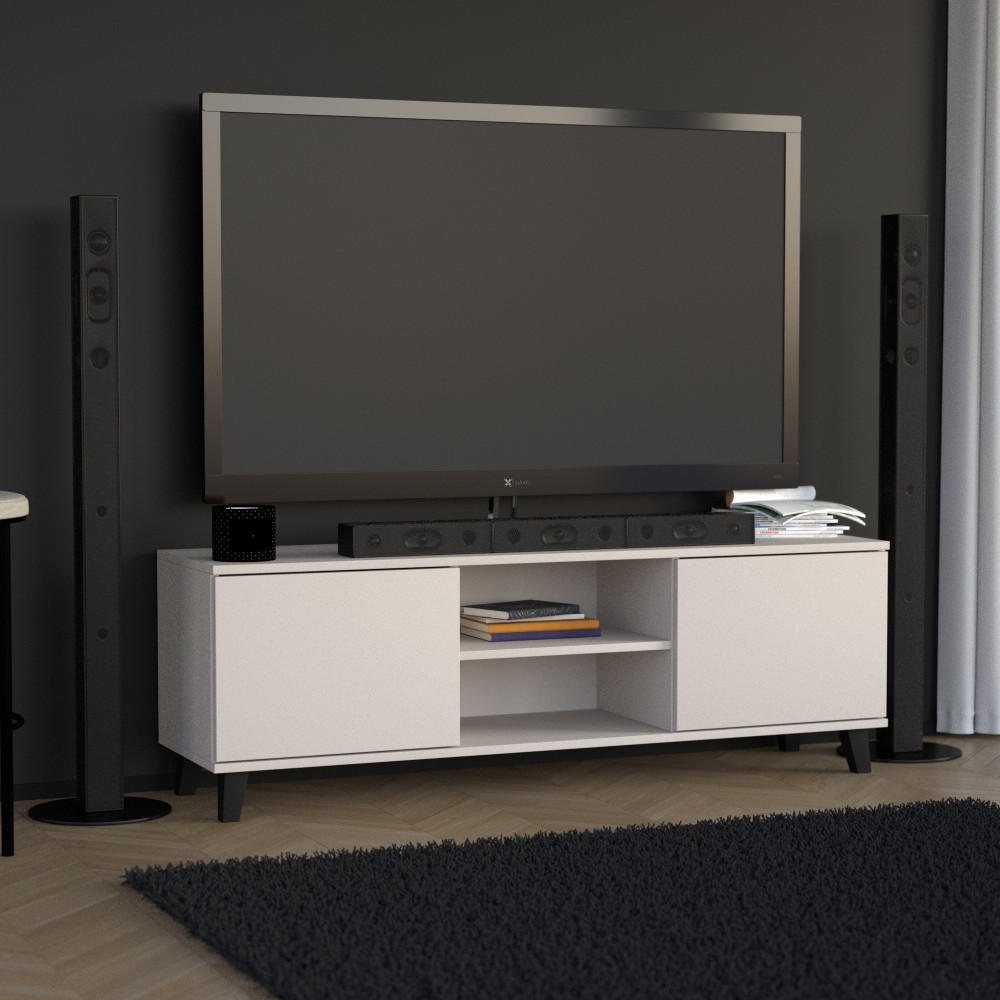LOWBOARD Home mit 2 Türen, ohne Griffe, Kaschmir - Kaschmir/Schwarz, Holzwerkstoff (150/50/40cm) - Beautysofa