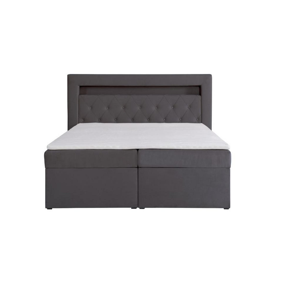 BOXBETT Lui Gold mit Bonnelmatratze, Topper, LED-Beleuchtung, 160x200, Dunkelgrau - Dunkelgrau, Holzwerkstoff/Kunststoff (160/200cm) - AN-Moebel 4u