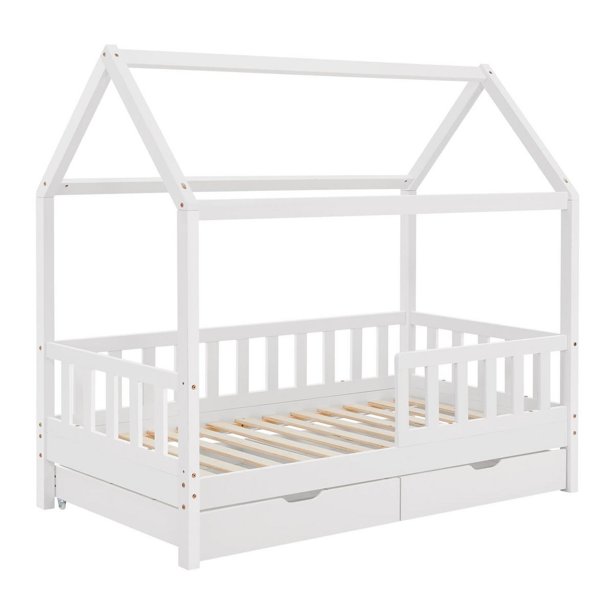 KINDERBETT Marli weiß 80x160 cm mit Bettkasten - Weiß, Holz (80/160cm) - Juskys